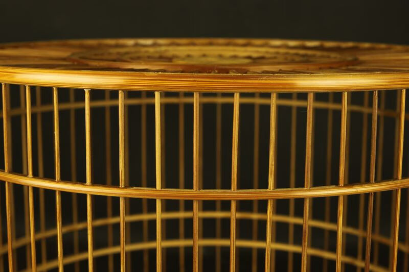 抽屉紫竹鸟笼红蓝点颏绣眼靛颏红子贝子金翅抽拉底竹子竹制64条 窄圈