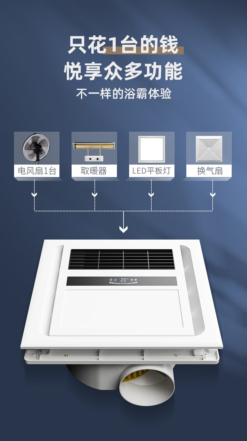 浴霸燈衛生間取暖集成吊頂風暖排氣扇照明一體浴室暖風機3x30三合一