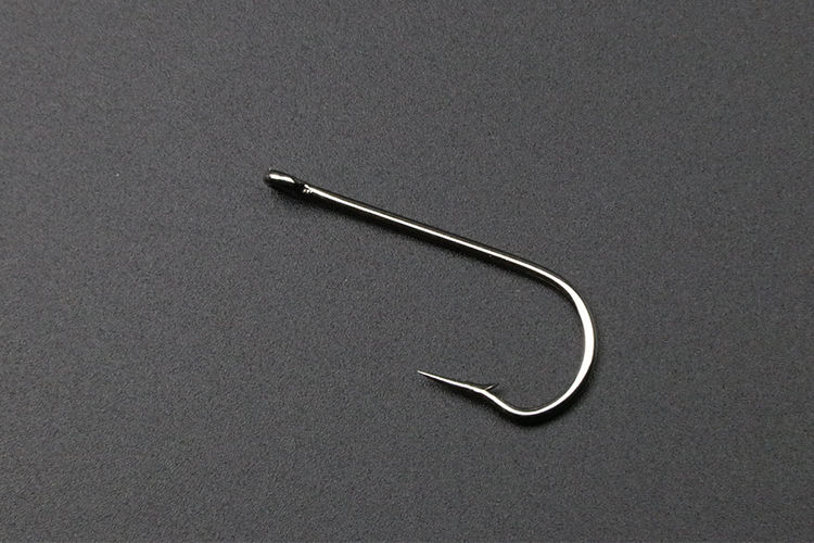 带孔海钓鱼钩带圈有刺长柄管付海钓黑鱼海鱼专用散装垂钓用品环钩50枚