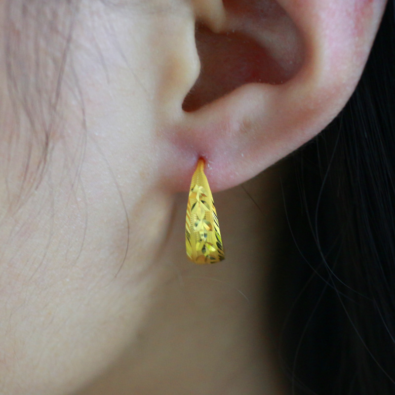 母亲节礼物老凤凰黄金耳环999足金女款耳圈大小耳包金饰品真金首饰送