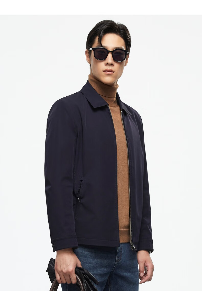 雅戈尔夹克茄克男春秋推荐男士短款外套单夹克双面穿商务休闲藏青165