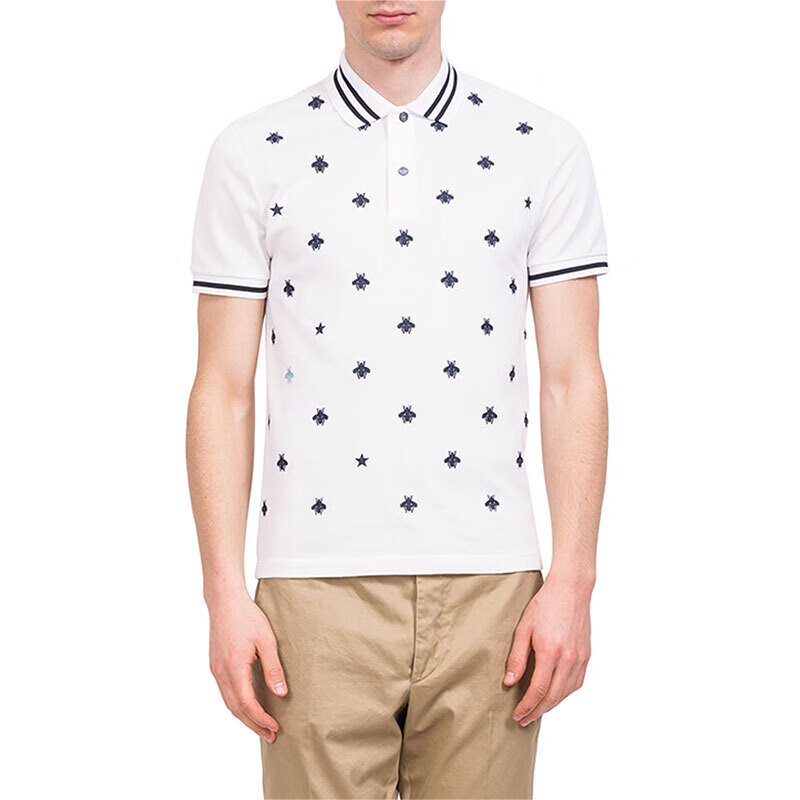 男装 男士白色棉质小蜜蜂刺绣短袖polo衫 白色 431039 x5b55 9983 l