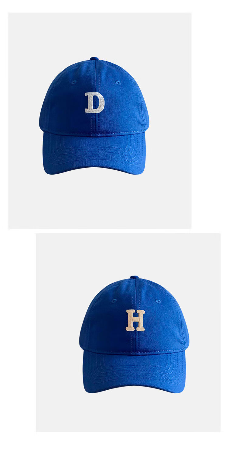 克莱因蓝帽子蓝色帽子通用大码字母棒球帽宝蓝色大头围显脸小克莱因蓝