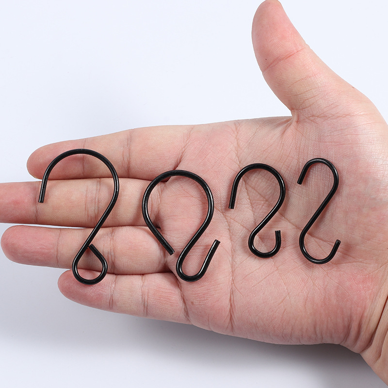 s型挂钩窗帘黑色铁钩s形钩挂勾s钩服装厨房金属收纳钩子迷你小勾子