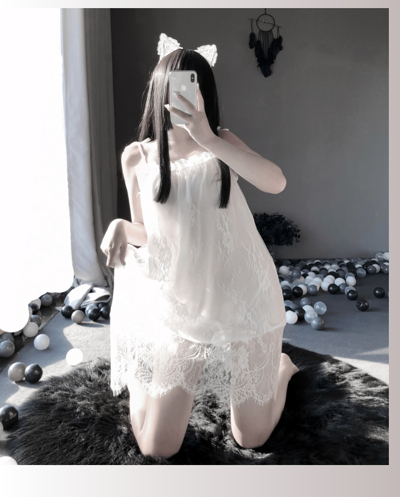 多码可选】小仙女蕾丝诱惑吊带裙性感纯欲风主播睡裙角色扮演情趣套装