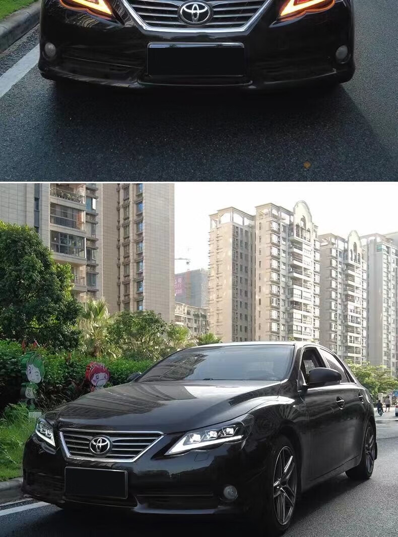 适用于10-12款丰田锐志改装led日行灯流光转向双光透镜大灯总成iwp 10