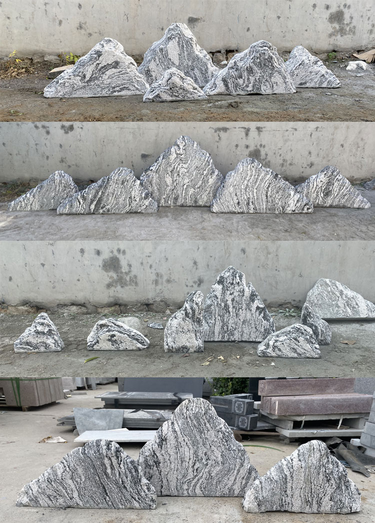 迎客松假树仿真大树雪浪石切片组合造景泰山石景观石假山石头庭院枯