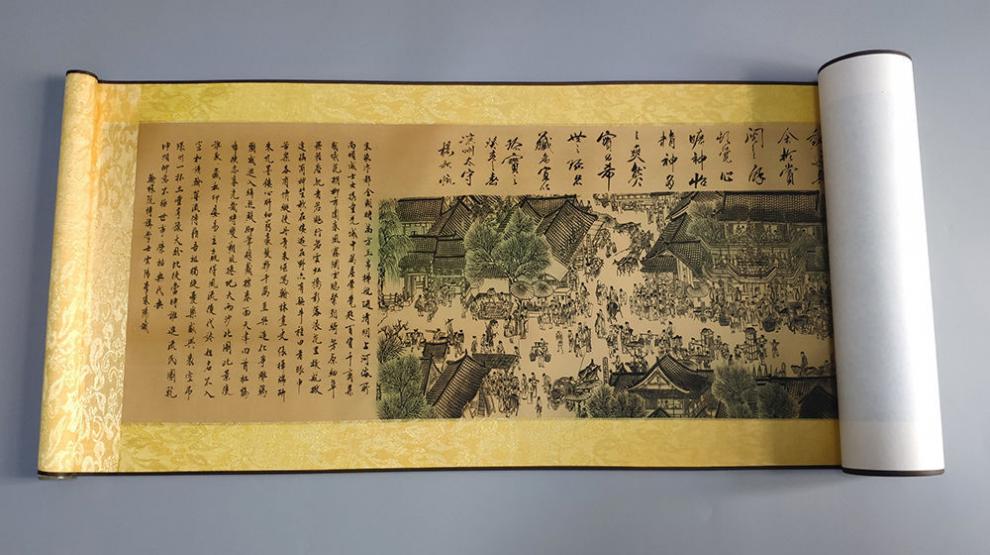 皓涛珍藏版国画清明上河图装饰画绢丝装裱卷轴全景全卷字画壁画23210