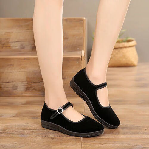 【低价捡漏】老北京布鞋女黑布鞋黑色酒店工作鞋防滑平绒布鞋广场舞鞋