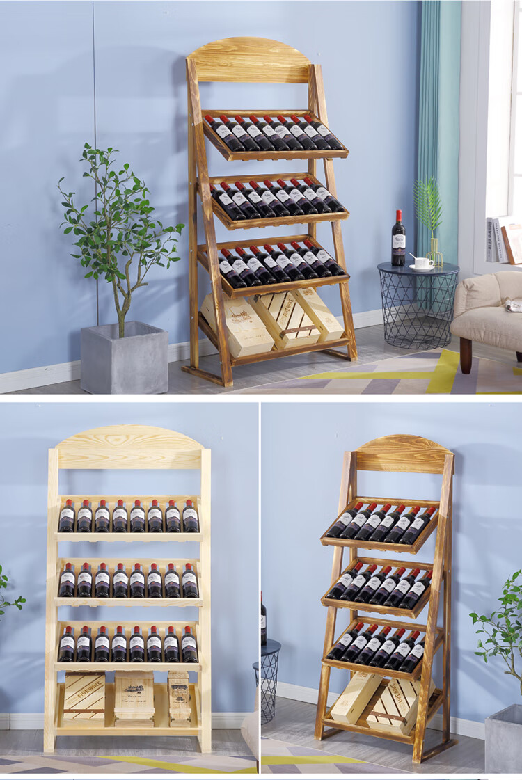 欧式红酒柜展示架实木置物架家用葡萄酒架子木质红酒架落地酒架子18瓶