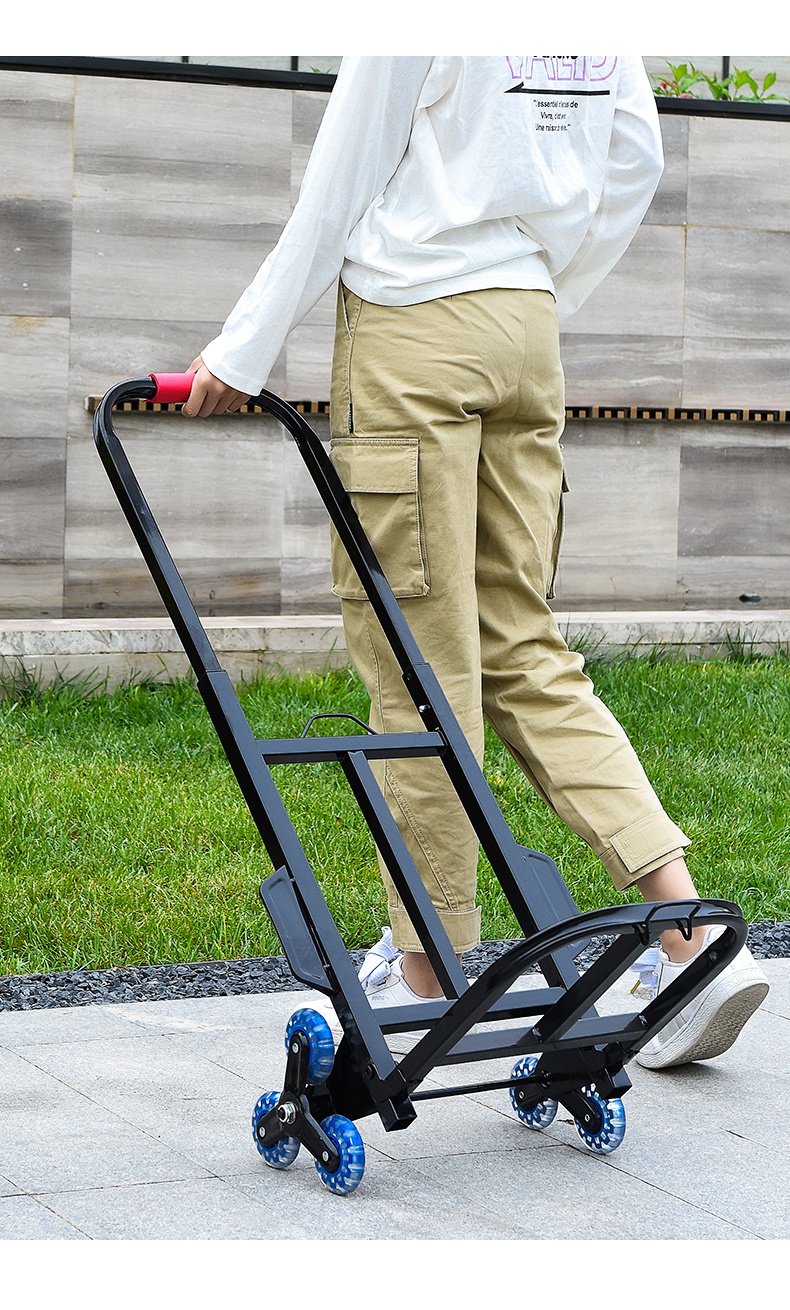 适用爬楼车载重六轮上下楼梯神器家用拖车折叠行李手推小拉货车搬运车