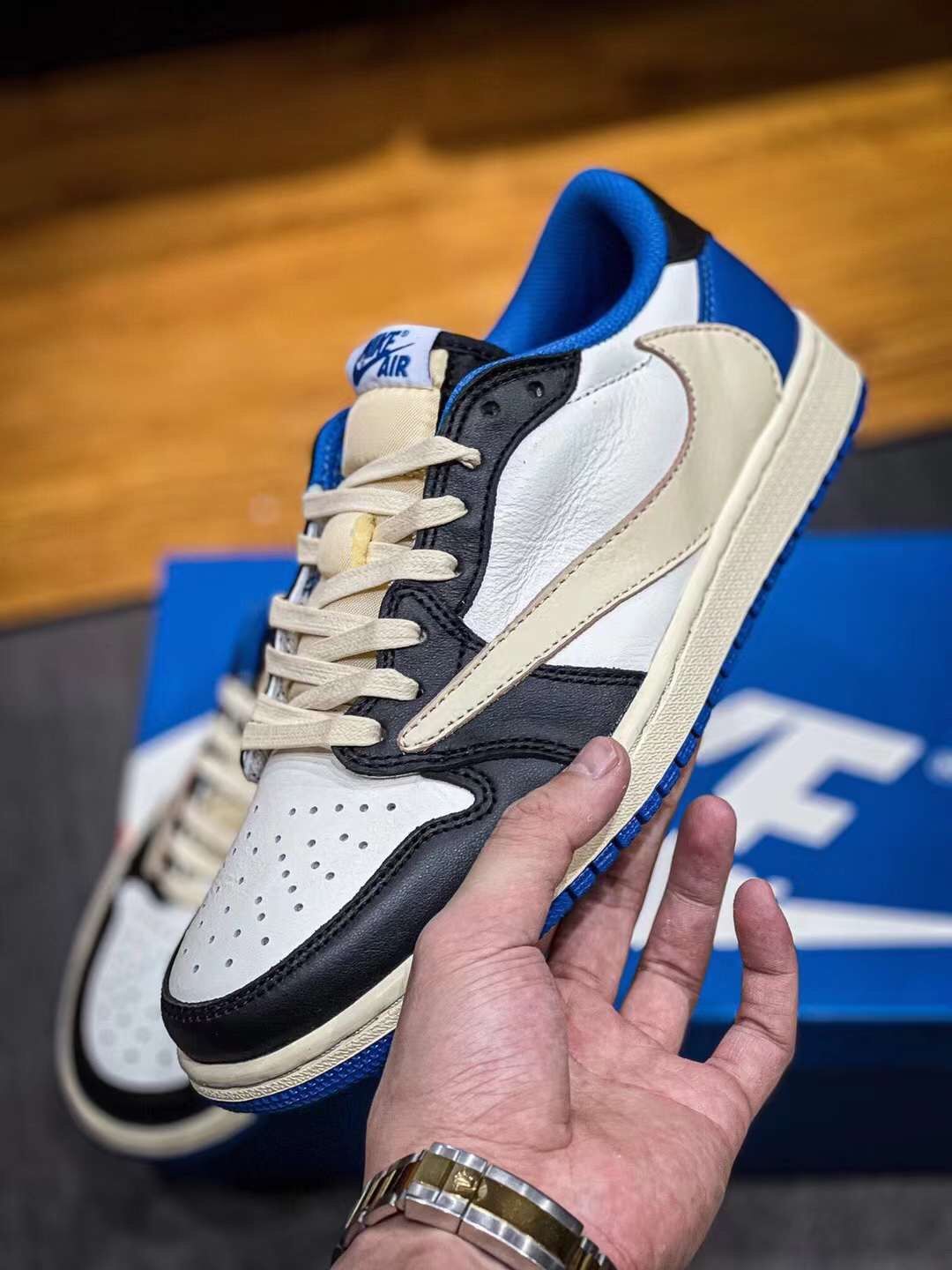 纯原级工厂头层皮aj1藤原浩联名款闪电倒钩篮球鞋男女运动 原单全头层