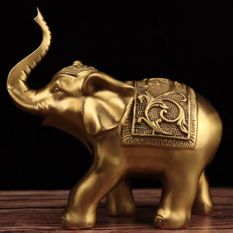 彤悦彩铜大象摆件一对故宫御象纯铜轻奢守财象家居办公室公司开业礼品