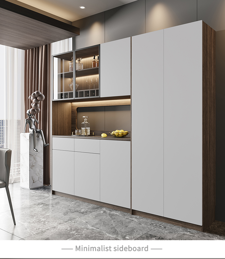 月花潭餐边柜一体靠墙高柜岩板边柜客厅北欧极简储物柜轻奢现代简约