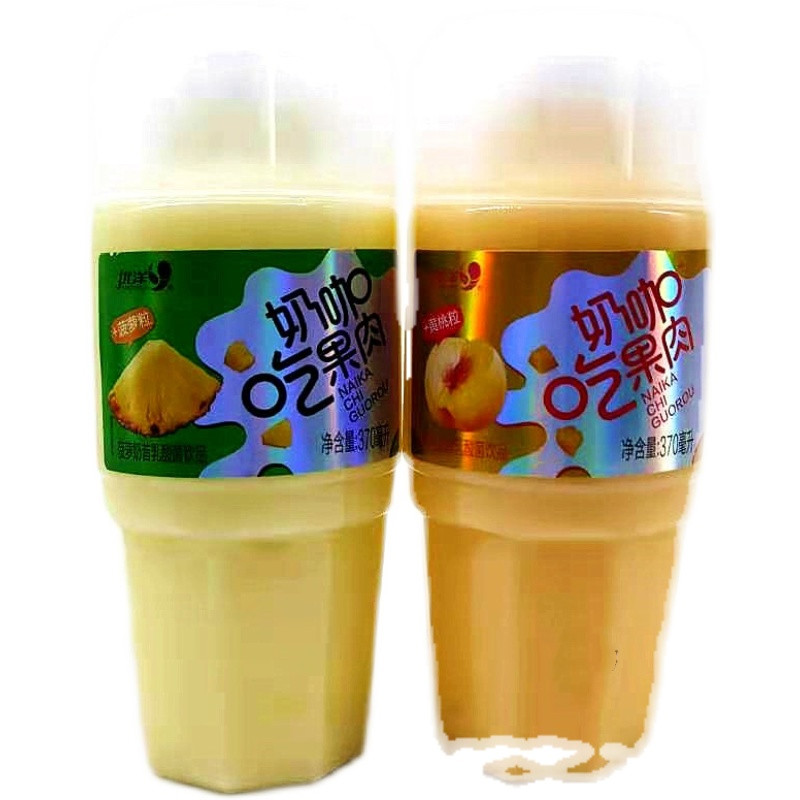 【价保618】 优洋奶咖吃果肉 370g15瓶 黄桃菠萝香蕉奶昔嚼着喝的乳酸