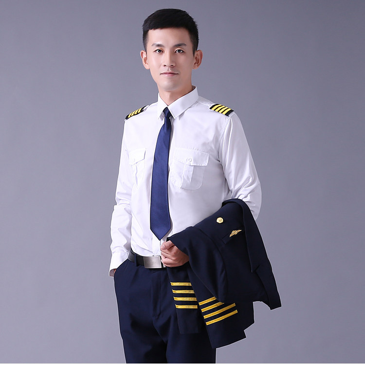 空少制服套裝西裝機長服乘務航空學校班服男女飛行員鐵路男士青色機長