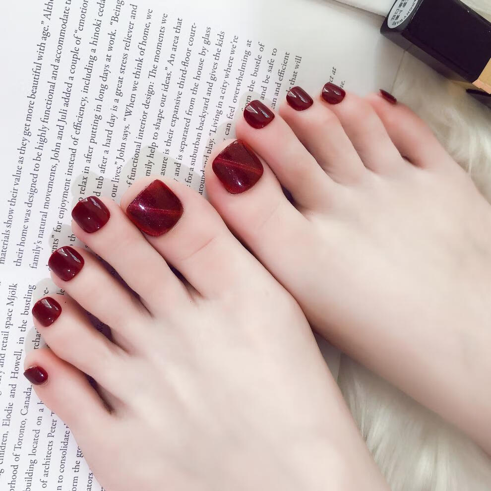 夏季护肤显白脚趾甲贴美甲片假指甲成品孕妇可用可拆卸穿戴猫眼脚甲