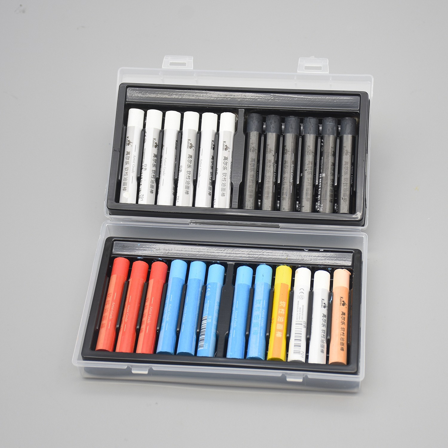 坤洛重彩棒的收纳盒72色塑料盒浓彩油画棒透明盒 全套盒子【图片 价格