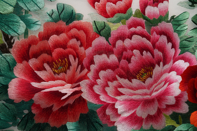 图花开富贵手工苏绣刺绣画沙发客厅装饰画7970中华牡丹85205错针绣