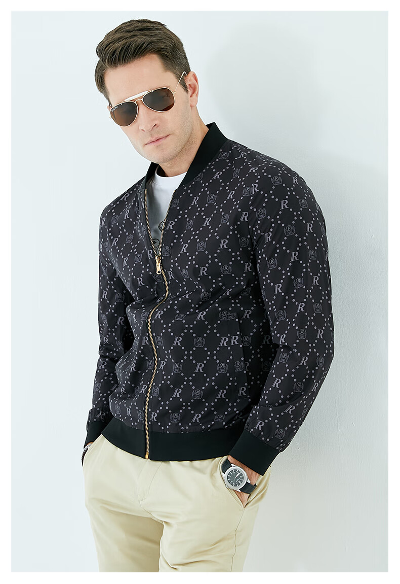 raidyboer雷迪波尔春夏新品男士时尚棒球领双面可穿夹克302570黑色