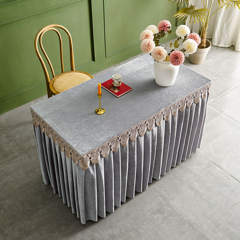 自助餐桌裙定制会议金丝绒桌布绒布桌裙长方形商务展会签到办公桌布艺