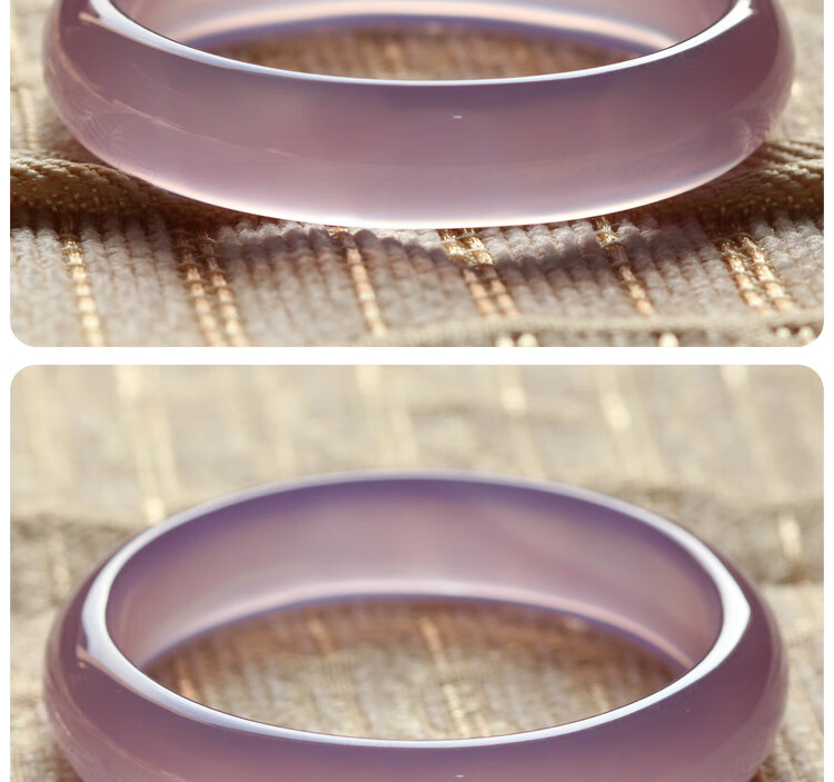 冰种粉紫玛瑙手镯女高冰紫玉髓玉镯子精品紫罗兰水晶天然手环 内径54