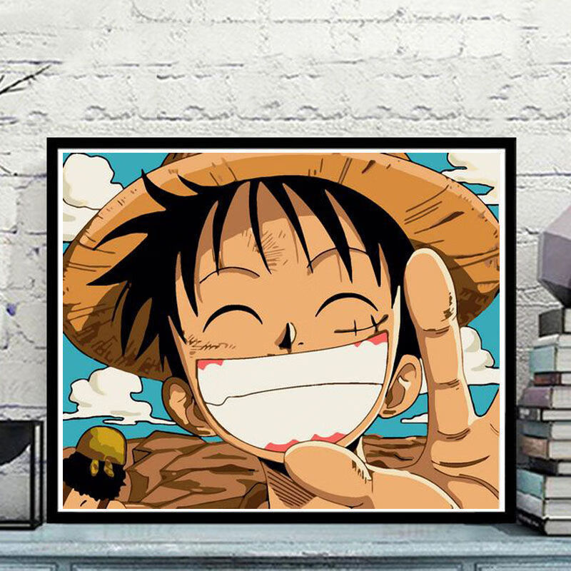 diy数字油画 少女二次元动漫人物风景手绘卧室油彩装饰画 少女与猫 f