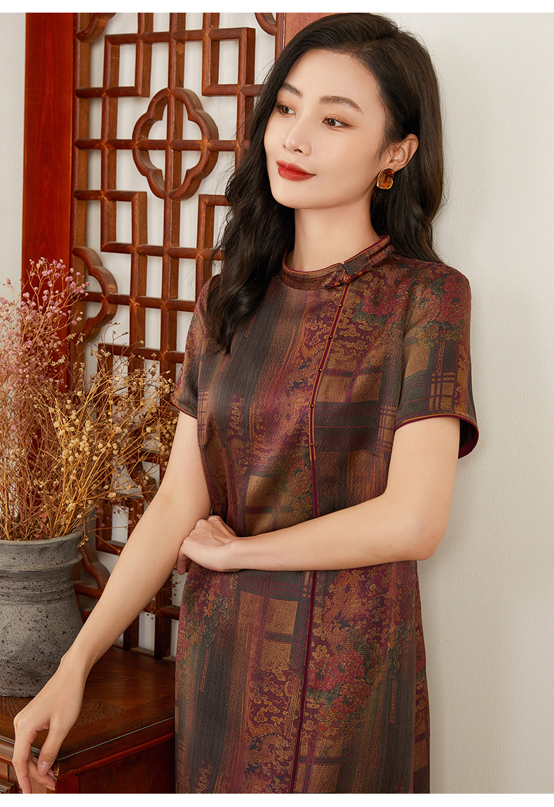 乔万尼真丝连衣裙高端2022年夏季新款19mm珍珠缎 花晨月夕 175/96a