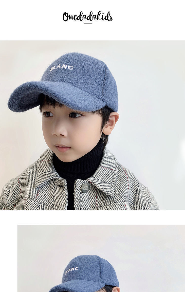 植蔓新品小学生鸭舌帽儿童帽子秋冬中大童保暖厚毛呢儿童鸭舌帽男童