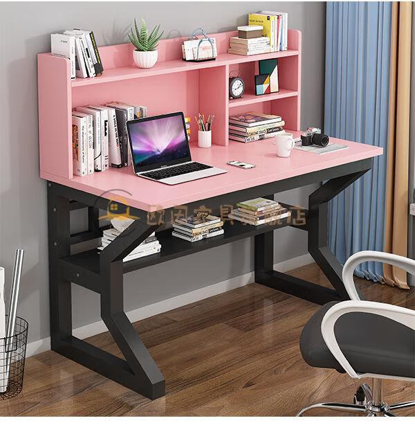 简易书桌书架组合高中生学习桌学生家用写字桌书柜一体电脑学习桌子