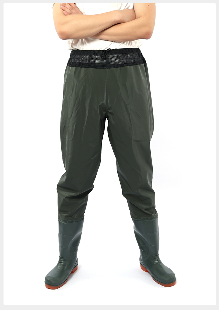 达·瓦下水裤同款齐腰下水裤超轻耐磨防水半身加厚抓鱼皮叉裤男涉水雨