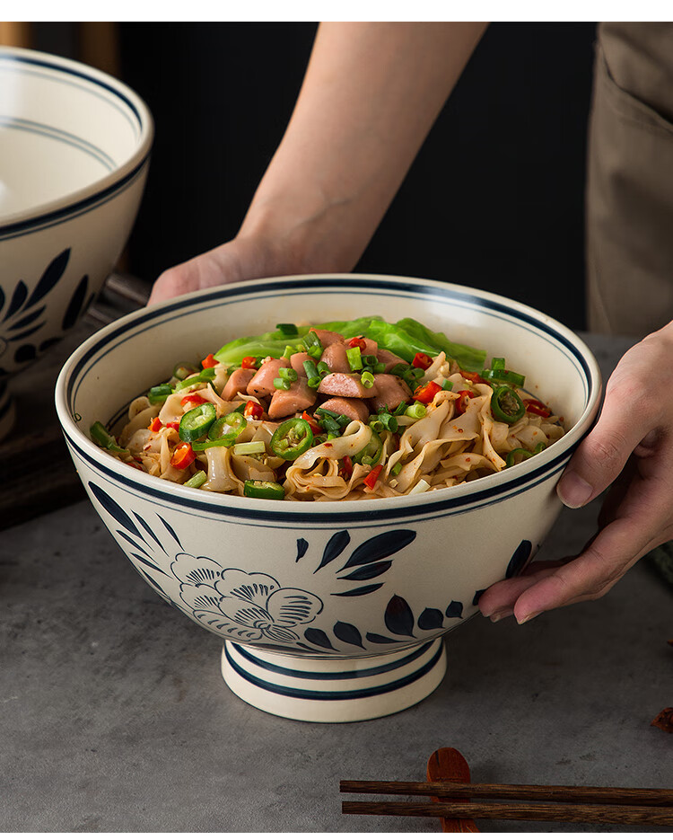 陕西大老碗面碗 陶瓷吃面深款定制特大碗老关中复古商用大号陕西裤带