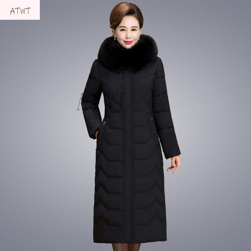 atwt棉服女冬季外套女超长款过膝中老年棉衣女中长款加厚妈妈冬装棉服