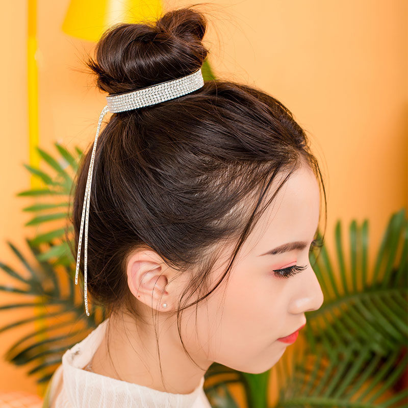 致如祎原创丸子头抓夹发夹成年人丸子头盘发器头饰水钻流苏花苞夹马尾