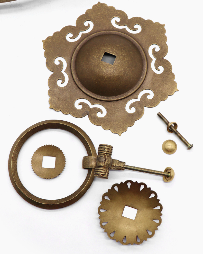 铜门环中式装饰大门拉手纯铜老式门门环兽头铜拉手狮子头仿古配件