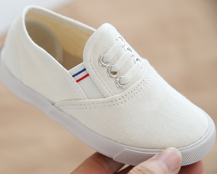 鞋男童鞋女童帆布鞋系带款中大童运动鞋小童体操鞋松紧带幼儿园白球鞋