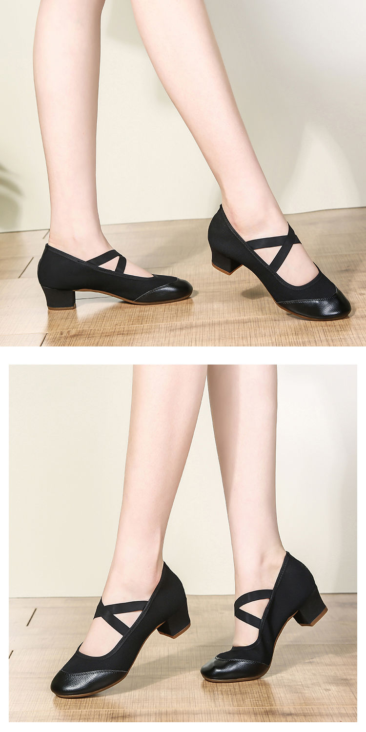 舞鞋女四季舞蹈鞋广场舞鞋子女成人夏季跳舞鞋中老年软底高跟女鞋红色