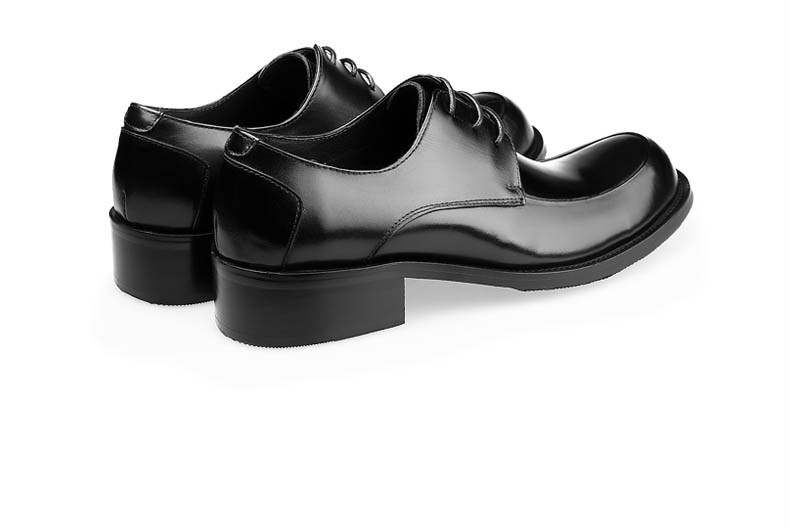 大头皮鞋英伦圆头真皮手工男鞋厚底头层牛皮婚鞋 黑鳄鱼纹手工鞋跟 41