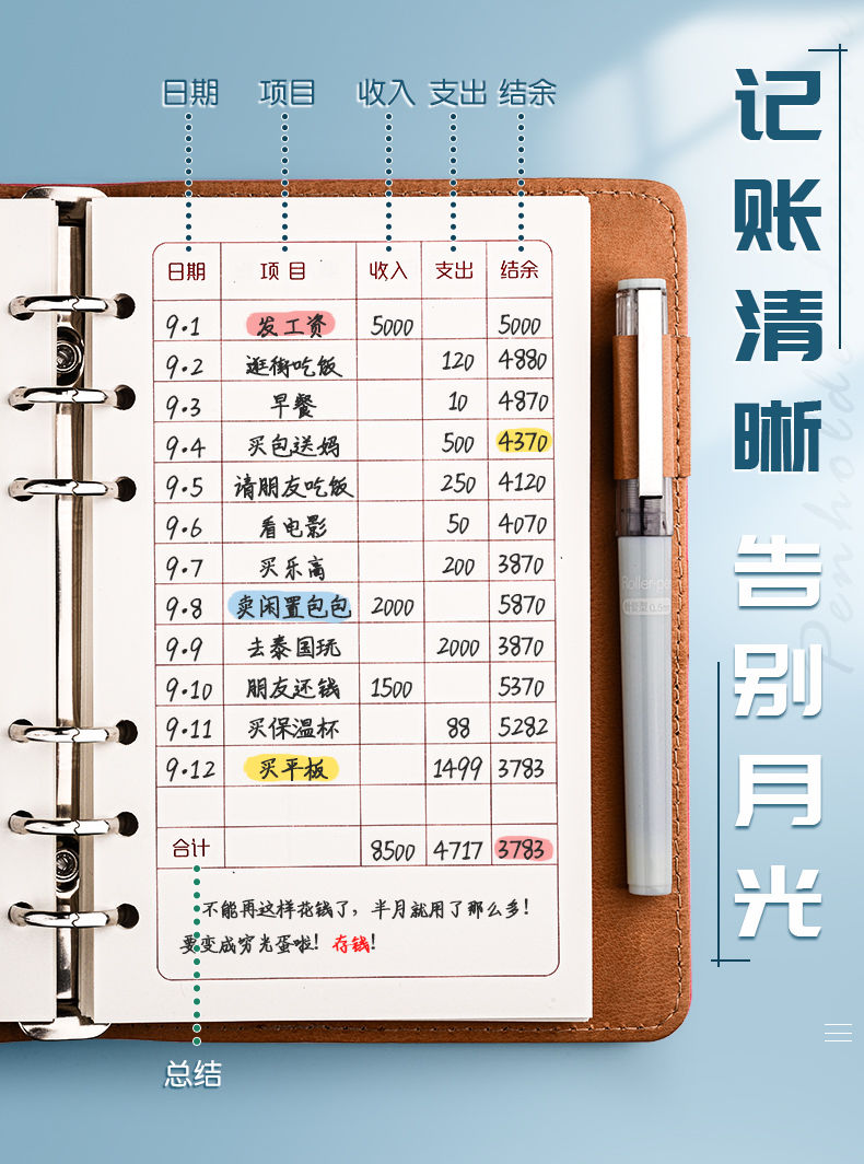 活页记账本明细账懒人家庭多功能个人生意现金日记账本出入明细账1本
