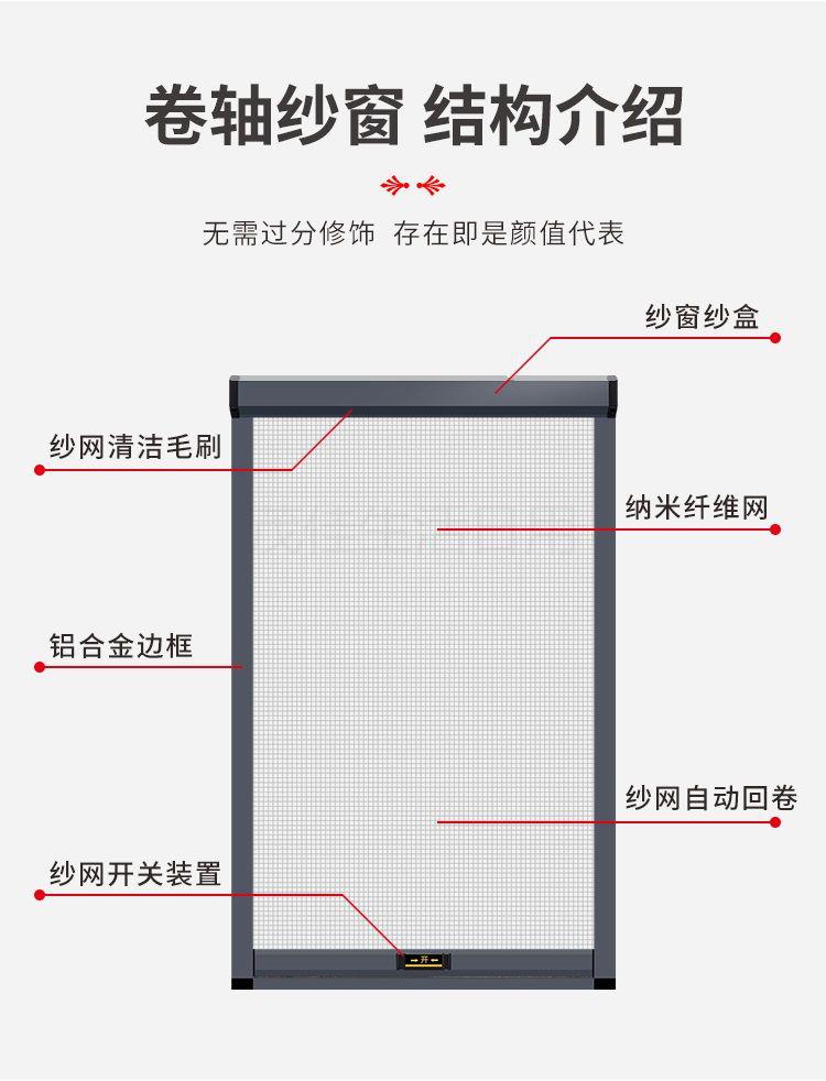 目送可定制隐形防蚊纱窗网自装家用卷筒式断桥铝合金窗平开推拉纱窗高