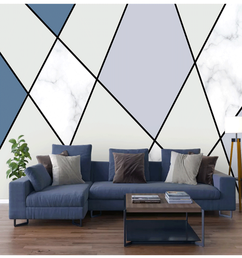 电视背景墙壁纸家用几何3d立体墙纸5d现代简约影视墙布网红8d北欧壁画