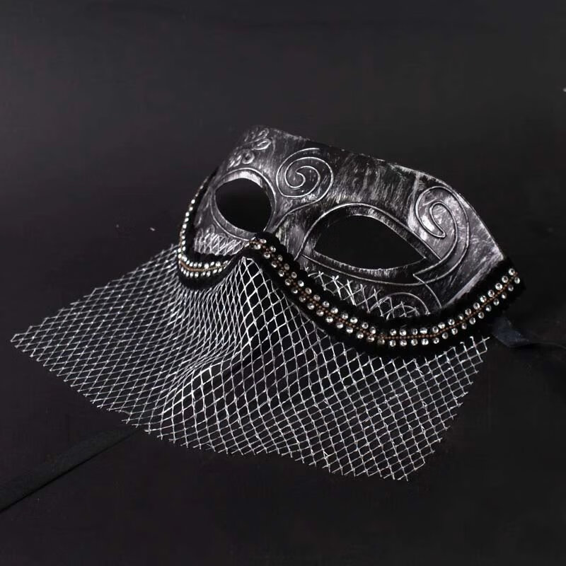 【京品优选】面具半脸古风男定制威尼斯银色面纱男士唱歌面具万圣节