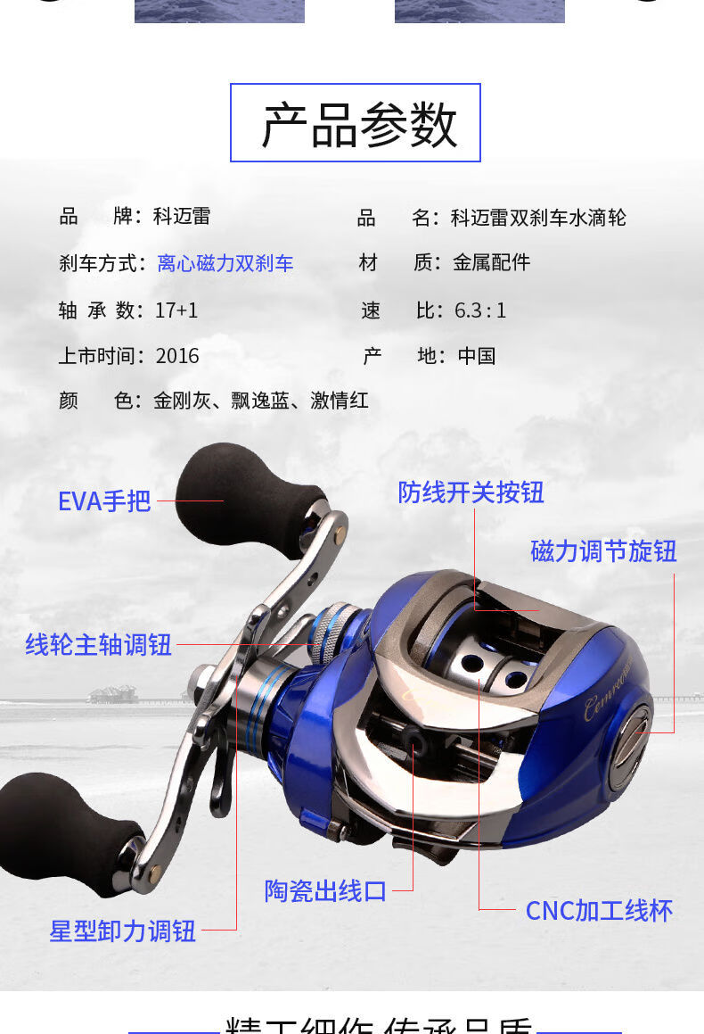 贝千昀康科迈雷18轴磁力双控路亚水滴轮筏轮微瑕不影响正常使用处理