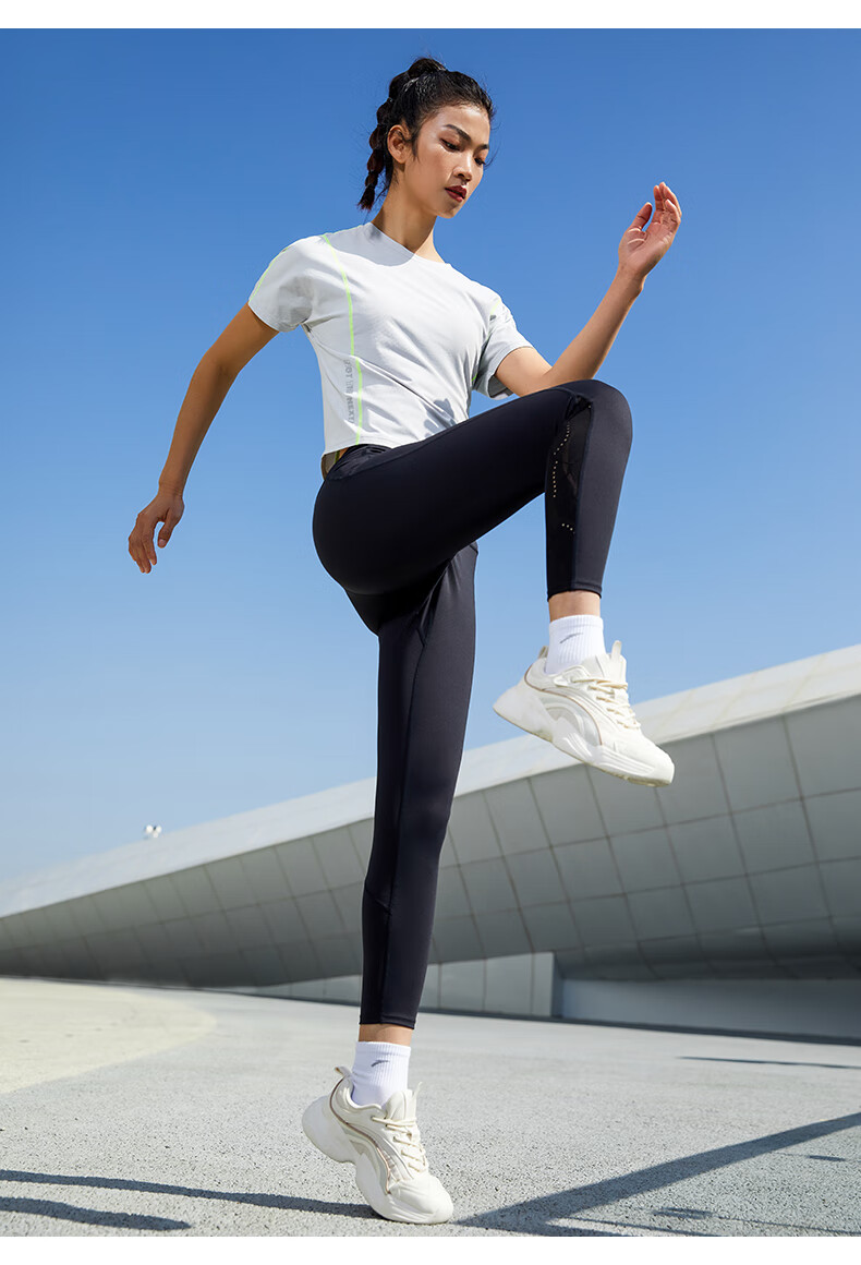【提臀塑形】安踏跑步紧身裤女2022春季新款高腰高弹外穿训练九分裤