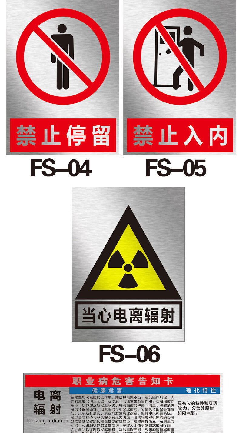 当心电离辐射标志牌警示牌放射科放射室ct室门贴门牌防辐射提示牌贴纸
