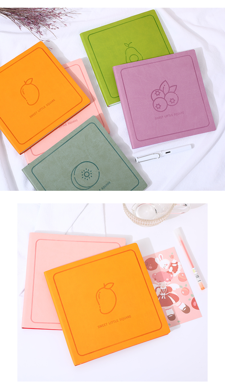 方形本水果系列高颜值小清新手账本读书笔记本方格网格手帐本空白绘画