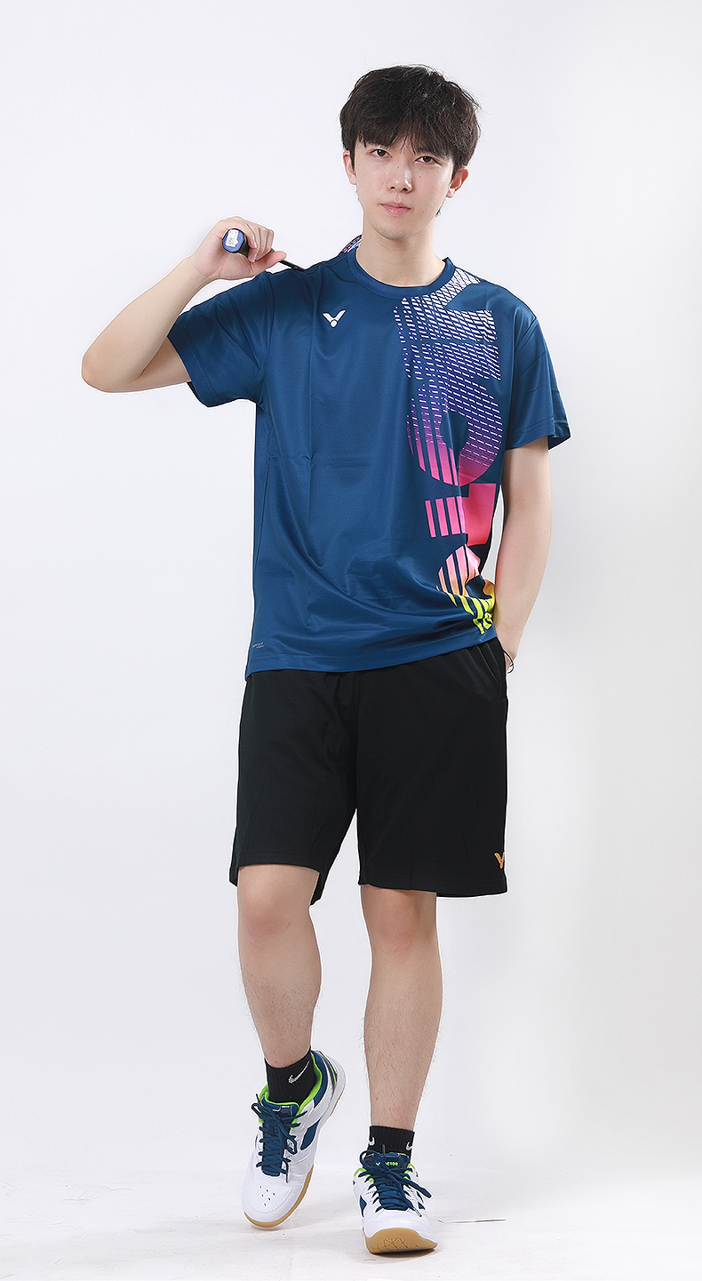 胜利羽毛球服短袖2022新款速干victor胜利羽毛球服男女威克多夏运动