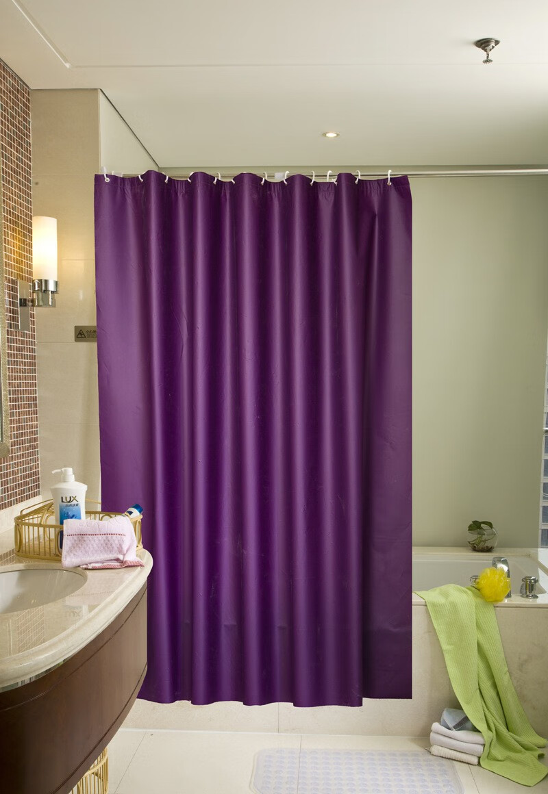 透明浴帘卫生间洗澡遮挡水隔断浴室挂帘peva防水加厚酒店纯色浴室帘子