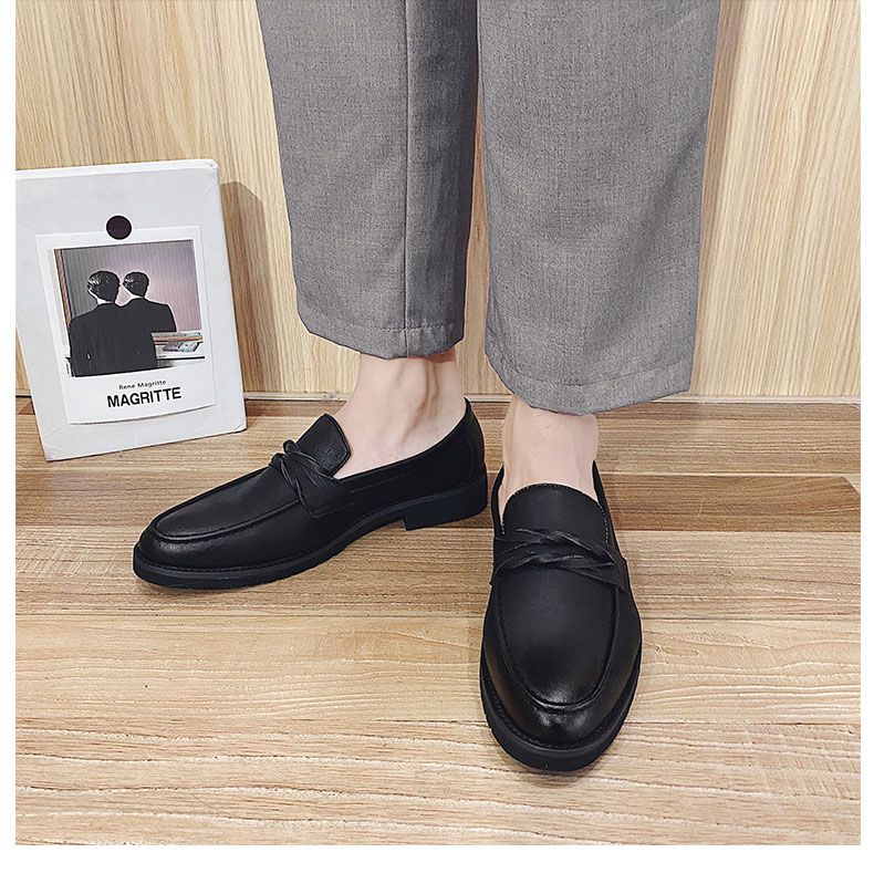 秋季乐福鞋男英伦商务休闲一脚蹬豆豆皮鞋透气青年发型师正装男鞋 主