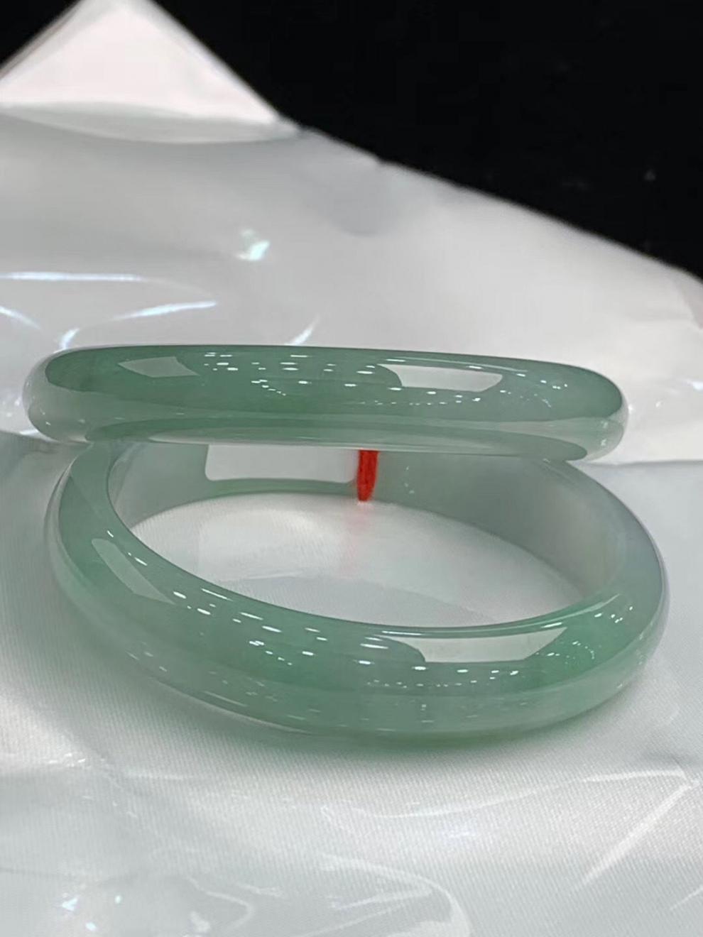 缅甸冰种油青玉手镯翡翠手镯a货玉石女礼生日 64mm圈口【图片 价格